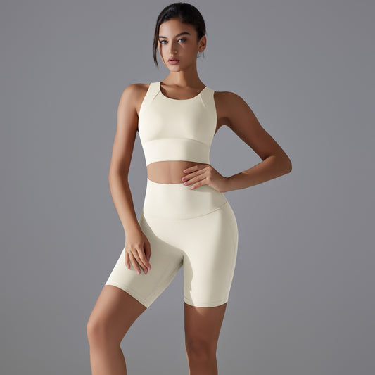 Custom Spot seamless back beauty underwear high waist hip lift skin-friendly slimming shaping sports shorts running fitness yoga set